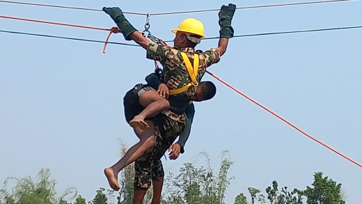 विपत् उद्धार प्रदर्शन गर्दै सुरक्षाकर्मी